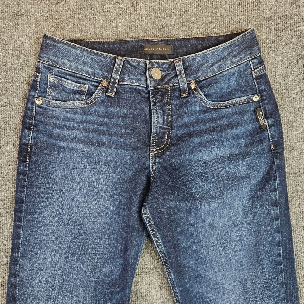 Silver Suki Slim Boot Jeans Women's 27 Mid Rise Dark Wash‎ Denim Stretch Casual - Picture 9 of 10
